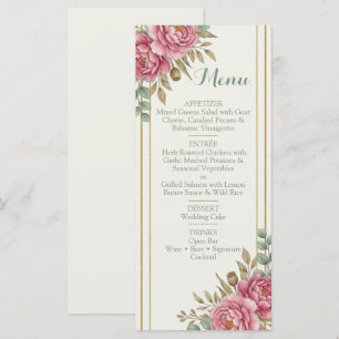 Menú Elegante Rosa de Tono Rosado Floral de Eucalipto p