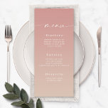 Menú Elegante Rosa Ombre Dusty Boda Rosa y Champagne<br><div class="desc">Elegante Rosa Ombre Dusty Menús De La Cena De Boda Rosa Y Champagne. Esta moderna tarjeta de menú de moda es sencilla, clásica y elegante, con un suave degradado oscuro y un tipo de letra de caligrafía con bonito con cruz. Mostrado en la nueva autopista. Disponible en varias opciones de...</div>