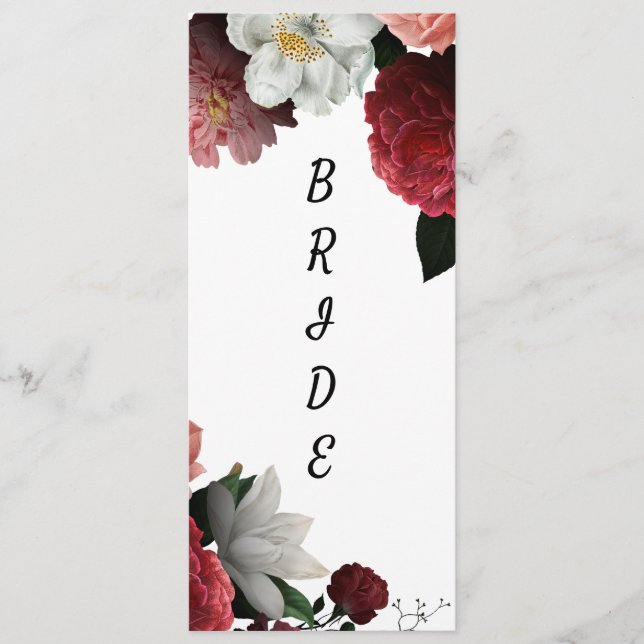 Menú Elegante Rótulo de sillas reservadas de Borgoña y  (Anverso)