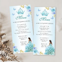 Menú Elegante Rubor Purple Floral Quinceañera Cumpleaño