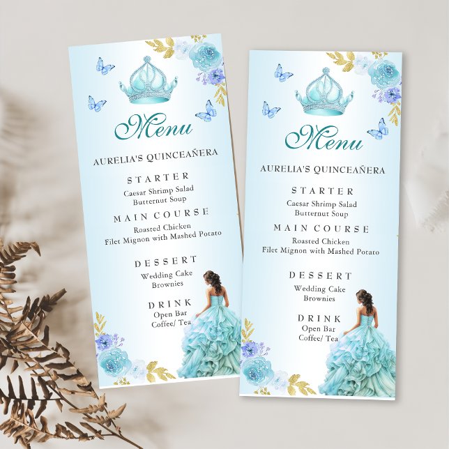 Menú Elegante Rubor Purple Floral Quinceañera Cumpleaño (Subido por el creador)