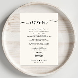 Menú Elegante Script Cream Wedding