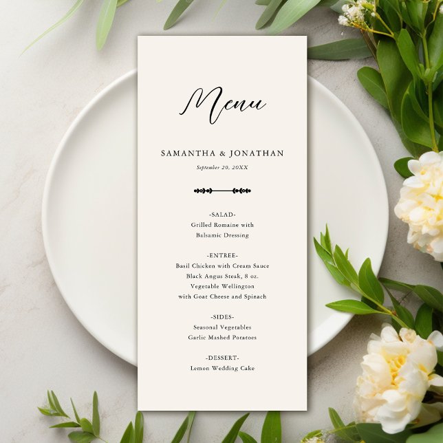 Menú Elegante sencillo de recepción de boda beige (Subido por el creador)