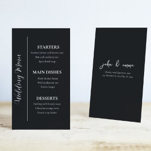Menú Elegante tema Boda blanco y negro