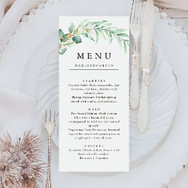 Menú Elegante Vegetación de Follaje para Cena de Boda