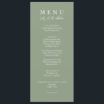Menú Elegante verde sabio moderno comamos la cena Boda<br><div class="desc">Un elegante y sabroso menú de boda de moda minimalista verde claro,  verde claro y sabroso. Que presenta el diseño de plantillas de moda de fondo verde sabio y tipografía blanca . Y comencemos la redacción en caligrafía elegante de moda.</div>