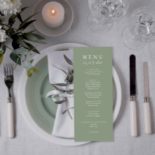 Menú Elegante verde sabio moderno comamos la cena Boda