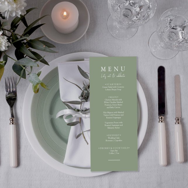 Menú Elegante verde sabio moderno comamos la cena Boda (Subido por el creador)