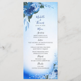 Menú Elegante Verdor Floral de acuarela azul real