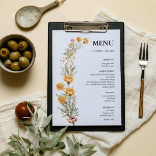 Menú Elegante Weadow boda de flores silvestres ducha de