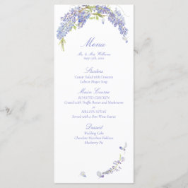 Menú Elegante Wisteria Morada Boda de escritura botánic