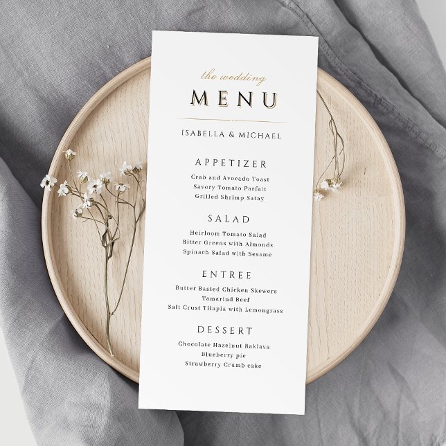 Menú Elegante y elegante Boda de lujo (Simple Elegant Modern Classy Luxury Wedding Menu)