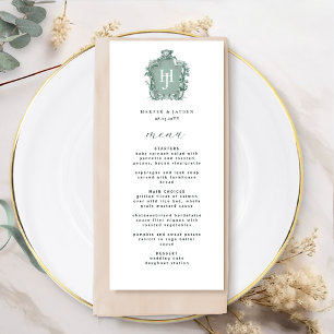 Menú Elegante y eterno Boda de Monograma Verde