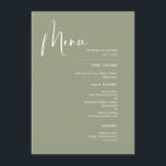 Menú Elegante y moderno boda verde sabio<br><div class="desc">Una moderna tipografía y un moderno color verde sabio para su papelería boda: elija esta sencilla y elegante suite nupcial. Personalizable completo: puede cambiar el fondo y el color del texto como desee.</div>