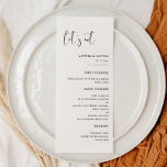 Menú Elegante y moderno negro y blanco Comamos boda<br><div class="desc">¡Comamos! menú boda o fiesta de recepción. Una tipografía moderna y una temática clásica en blanco y negro para tu papelería boda: elige esta suite nupcial sencilla y elegante. Personalizable completo: puede cambiar el fondo y el color del texto como desee.</div>