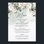 Menú Elegante y único jardín floral de rosas blancas<br><div class="desc">Elegante y único menú de cena de Rosas Blancas Floral Garden con un encantador y caprichoso diseño bohemio, inspirado en las rosas blancas eternas - peonías - símbolo del amor, exuberante jardín floral de peonías blandas de rosas blandas, trenzado en la vegetación del eucalipto fresco y trenzado alrededor del marco...</div>