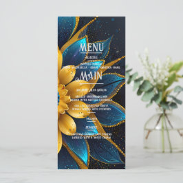 Menú Elegante zafiro y Boda floral de oro