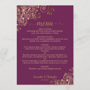 Menú Elegantes Curls de Oro y Boda de Pluma Magenta Swi