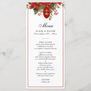 Menú Elegantes Navidades Boda de Pointsettia Roja