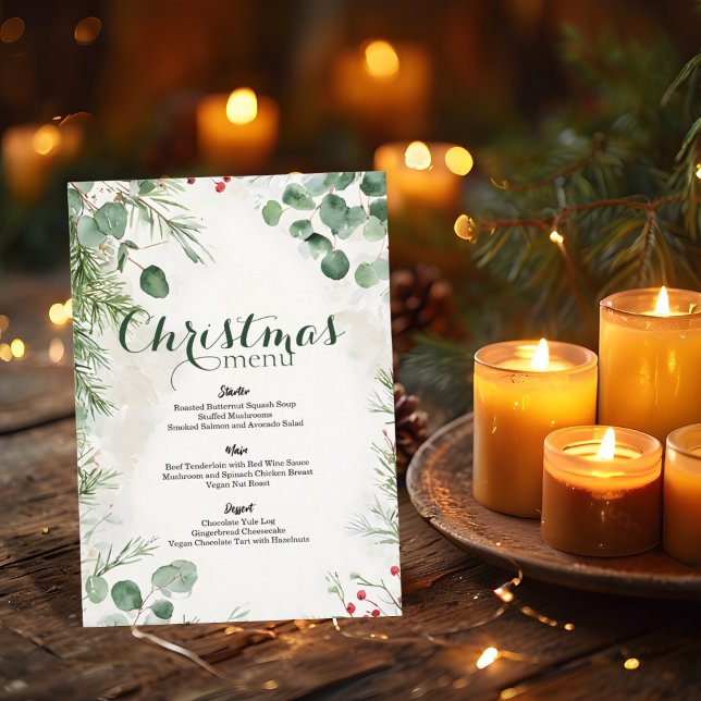 Menú Elegantes Navidades de pino acuarela (Subido por el creador)