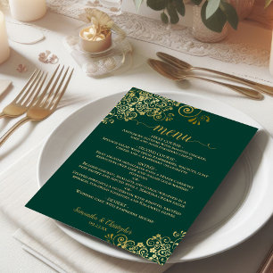 Menú Elegantes rieles de oro de Frilly en Boda verde es