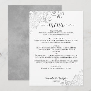 Menú Elegantes rizos plateados en boda blanca chic