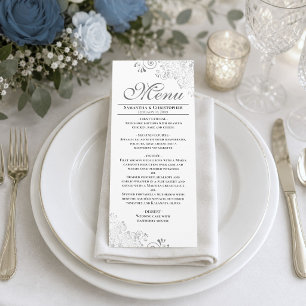 Menú Elegantes rizos y espirales de plata en boda blanc