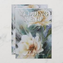 Menú Elegantes Rosas de acuarela Cream y Sage Green