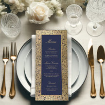 Elegantes Rosas Doradas de Azul Marino Vintage Bod