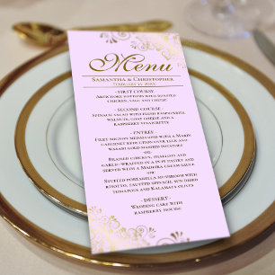 Menú Elegantes tonterías de oro en el Boda Lilac Purple