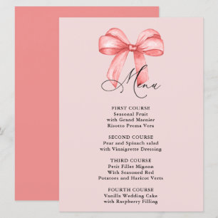 Menú Ella está atando el nudo arco rosa Ducha de novia