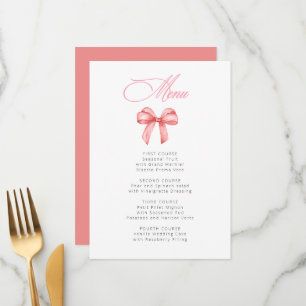 Menú Ella está atando el nudo arco rosa Ducha de novia