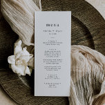 Menú EMELIA Boda Minimalista simple y moderno Boho limp<br><div class="desc">Esta sencilla y moderna carta de boda minimalista, muy limpia, es perfecta para un boda minimalista. El diseño en blanco y negro presenta una moderna tipografía bruta sin adornos con un estilo minimalista único. Este menú de la cena se puede utilizar para la recepción de bodas, la cena de ensayo...</div>