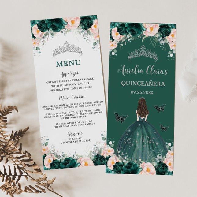 Menú Emerald Rubor Floral Princess Quinceañera (Subido por el creador)