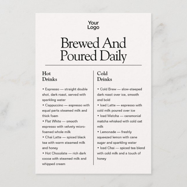 Menú Empresarial Retro 4 Lista Logo Blanco Marfil (Anverso)