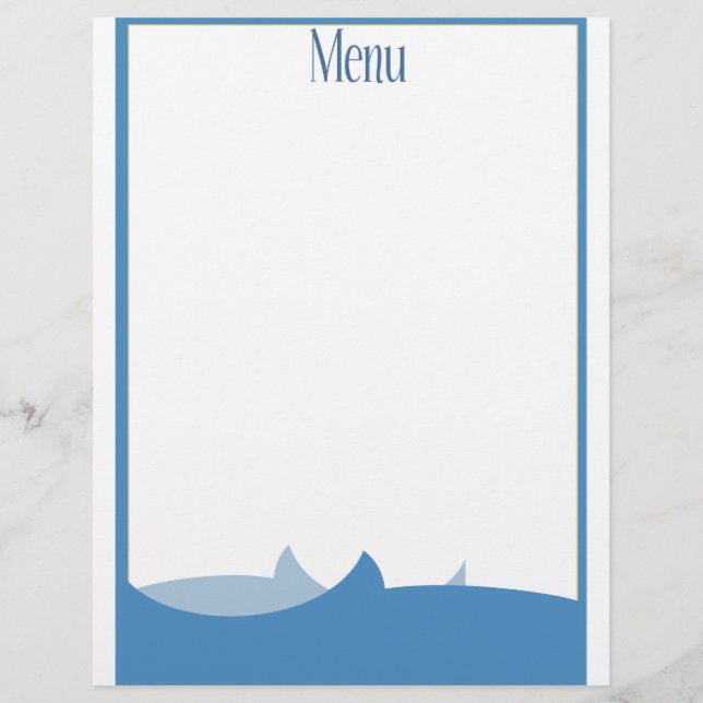 Menú en blanco con temática oceánica (Anverso)