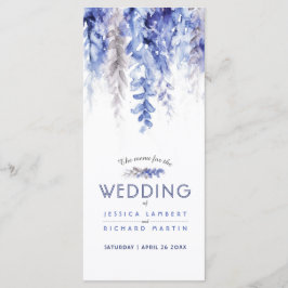 Menú en cascada acuarela azul canela boda de invie