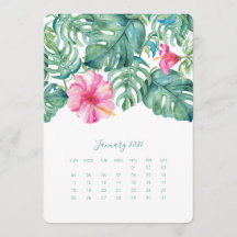 Enero Ficha principal del calendario Hibiscus