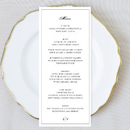 Menú Enmarcado | Boda Blanca Monograma Elegante