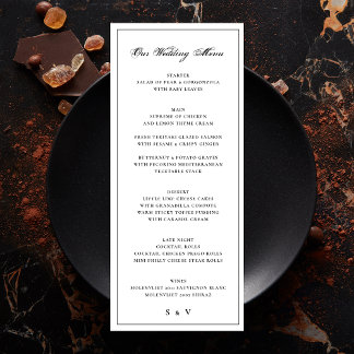 Menú Enmarcado | Caligrafía Elegante Boda Monograma