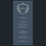 Menú escudo azul marino Classic Elegant Wedding<br><div class="desc">escudo de Monograma tradicional Boda elegante clásica _________________________________**este diseño es parte de una colección*** _____________________ esta plantilla de diseño es totalmente editable y el personalizable por usted - haga clic en personalizar un botón adicional si desea muévase, agregue, elimine o haga cambios significativos en el diseño _____________________________ *si tiene alguna...</div>