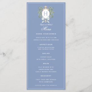 Menú Escudo de hoja tradicional con Bow | Azul monográf