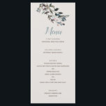 Menú Escudo de jardín | Eggshell | Guión Boda<br><div class="desc">La carta, elegante y de moda, boda con flores de acuarela pintadas en tonos azules y rosas, se acompaña con una combinación de motivos florales en la parte posterior. Personalízalo con tu propio texto usando las plantillas proporcionadas. El color de fondo se establece en un color neutro de cáscara de...</div>
