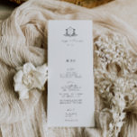 Menú Escudo de Vines sin tiempo y gracias<br><div class="desc">Elegante escudo de boda de monograma vintage con adornos botánicos en negro,  carta y carta de agradecimiento. Características,  moderna tipografía negra con menú en la parte delantera y mensaje de agradecimiento en la parte trasera.</div>