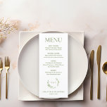 Menú escudo del boda de color de agua de la moda Wreath<br><div class="desc">Mejore su boda con nuestro menú de Personalizados de Boda de color de agua de color de la Moda. La carta, muy bien diseñada, incluye una guirnalda de color agua delicada y un escudo boda monogramado que le da un toque elegante y personalizado a su día especial. Personalizar la carta...</div>