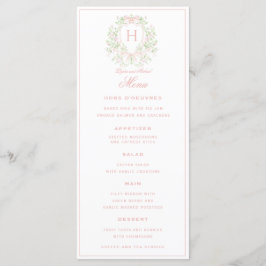 Menú Escudo dulce con arcos rosados | Boda de monograma
