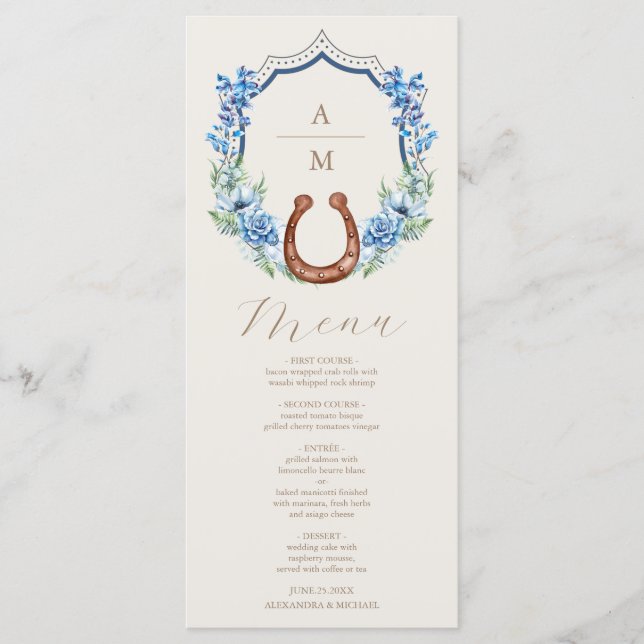 Menú Escudo Occidental País Bohemio Boda Floral (Anverso)