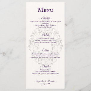 Menú Escudo ruso Ivory Purple Boda gótico de impresión 