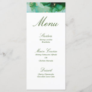 Menú Esmeralda Dark Green Gold Elegant Watercolor