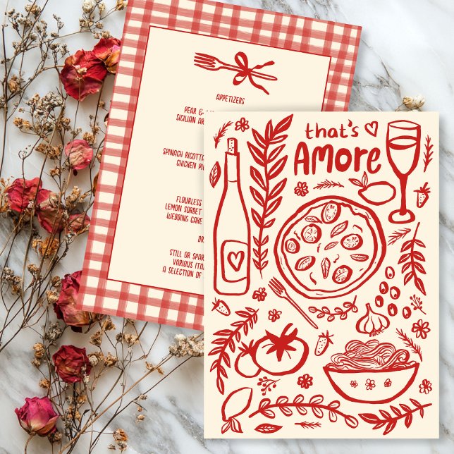 Menú Eso es Amore Caprichoso Comida Bebida Italiana PER (That's Amore Whimsical CUSTOM Italian Food Drink Menu Wedding Dinner Party Shower
)